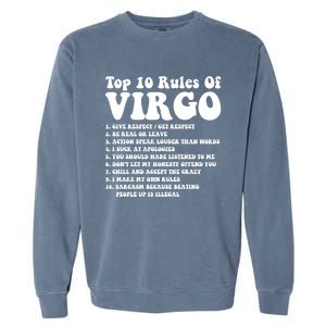 Top 10 Rules Of Virgo Zodiac Cute Funny Virgo Tee Horoscope Gift Garment-Dyed Sweatshirt