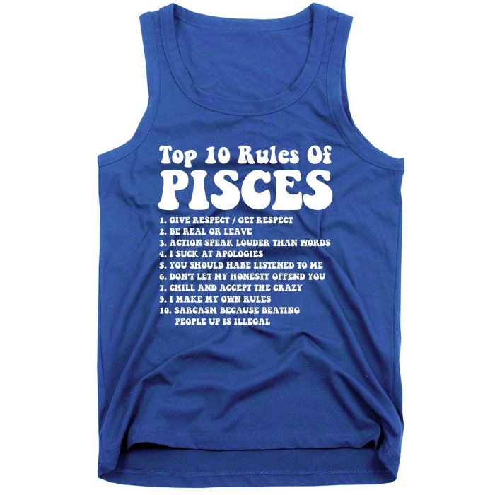 Top 10 Rules Of Pisces Funny Pisces Tee Horoscope Meaningful Gift Tank Top