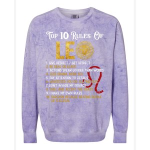 Top 10 Rules Leo Funny Zodiac Sign Traits Horoscope Cool Gift Colorblast Crewneck Sweatshirt