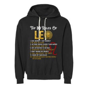 Top 10 Rules Leo Funny Zodiac Sign Traits Horoscope Cool Gift Garment-Dyed Fleece Hoodie