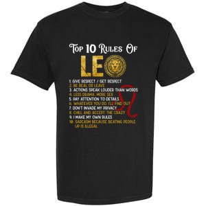 Top 10 Rules Leo Funny Zodiac Sign Traits Horoscope Cool Gift Garment-Dyed Heavyweight T-Shirt