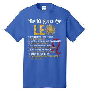 Top 10 Rules Leo Funny Zodiac Sign Traits Horoscope Cool Gift Tall T-Shirt