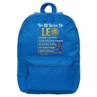 Top 10 Rules Leo Funny Zodiac Sign Traits Horoscope Cool Gift 16 in Basic Backpack