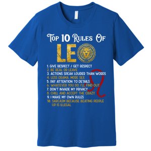 Top 10 Rules Leo Funny Zodiac Sign Traits Horoscope Cool Gift Premium T-Shirt