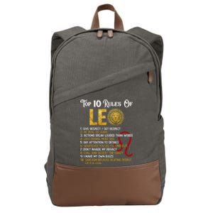 Top 10 Rules Leo Funny Zodiac Sign Traits Horoscope Cool Gift Cotton Canvas Backpack