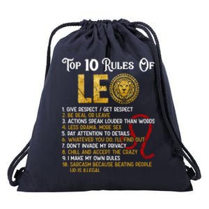 Top 10 Rules Leo Funny Zodiac Sign Traits Horoscope Cool Gift Drawstring Bag