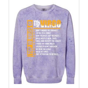 Top 10 Rules Of Virgo Zodiac Sign Funny Gift Colorblast Crewneck Sweatshirt