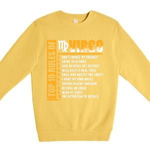 Top 10 Rules Of Virgo Zodiac Sign Funny Gift Premium Crewneck Sweatshirt