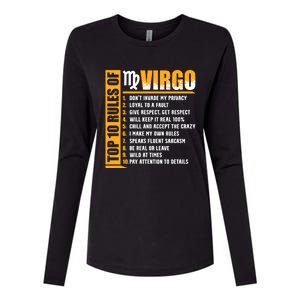 Top 10 Rules Of Virgo Zodiac Sign Funny Gift Womens Cotton Relaxed Long Sleeve T-Shirt