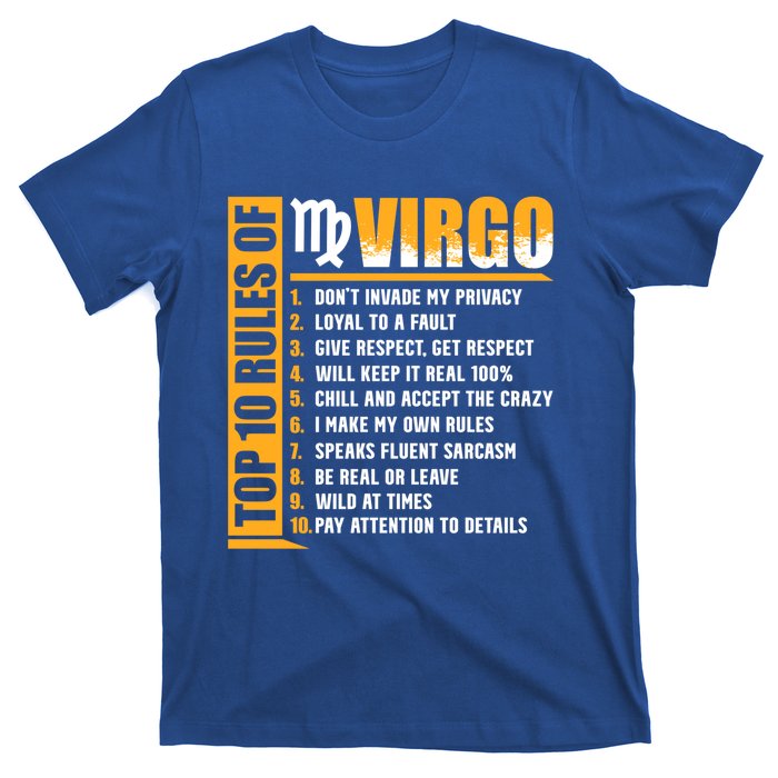 Top 10 Rules Of Virgo Zodiac Sign Funny Gift T-Shirt