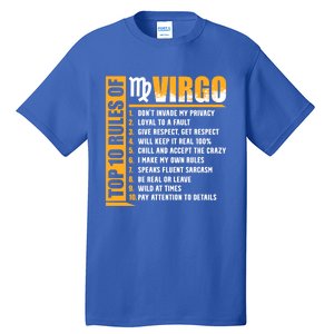 Top 10 Rules Of Virgo Zodiac Sign Funny Gift Tall T-Shirt