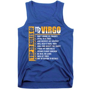 Top 10 Rules Of Virgo Zodiac Sign Funny Gift Tank Top