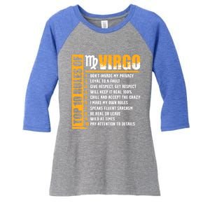 Top 10 Rules Of Virgo Zodiac Sign Funny Gift Women's Tri-Blend 3/4-Sleeve Raglan Shirt