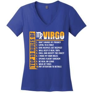 Top 10 Rules Of Virgo Zodiac Sign Funny Gift Women's V-Neck T-Shirt