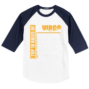 Top 10 Rules Of Virgo Zodiac Sign Funny Gift Baseball Sleeve Shirt