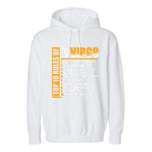 Top 10 Rules Of Virgo Zodiac Sign Funny Gift Garment-Dyed Fleece Hoodie