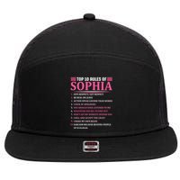 Top 10 Rules Of Sophia Sophia First Name Gift 7 Panel Mesh Trucker Snapback Hat