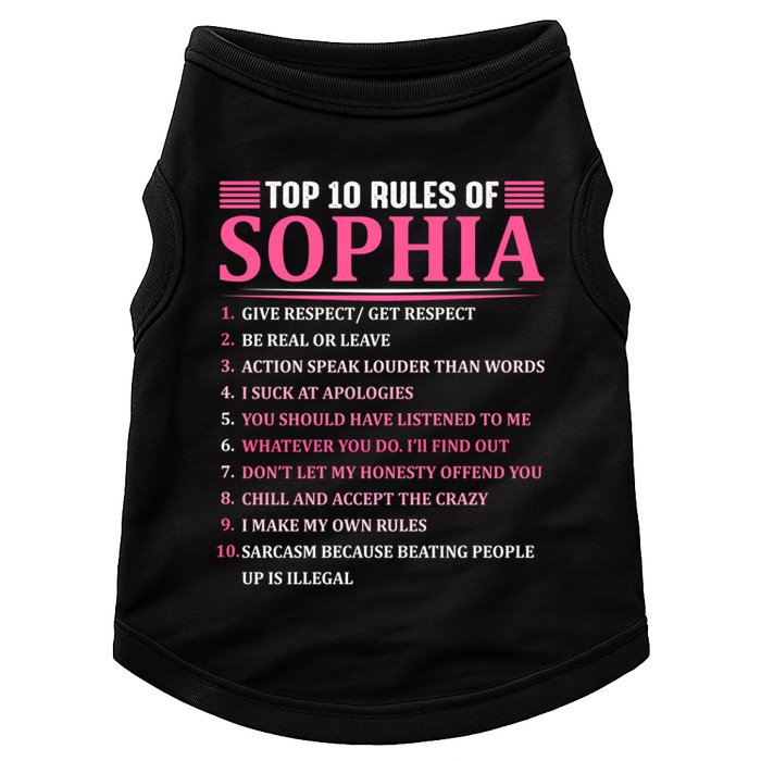 Top 10 Rules Of Sophia Sophia First Name Gift Doggie Tank