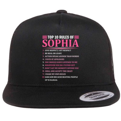 Top 10 Rules Of Sophia Sophia First Name Gift Flat Bill Trucker Hat