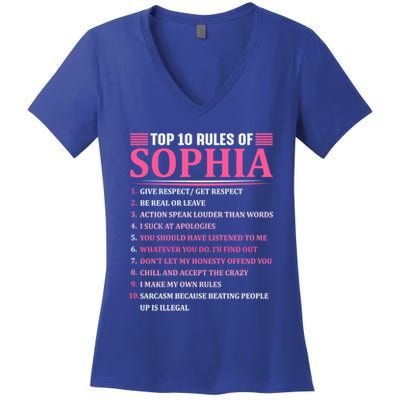 Top 10 Rules Of Sophia Sophia First Name Gift Women's V-Neck T-Shirt