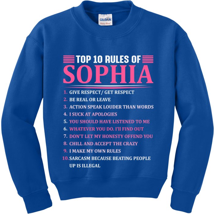 Top 10 Rules Of Sophia Sophia First Name Gift Kids Sweatshirt