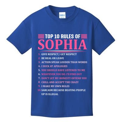 Top 10 Rules Of Sophia Sophia First Name Gift Kids T-Shirt