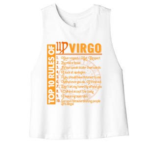 Top 10 Rules Virgo Symbols Horoscope Zodiac Sign Astrologer Gift Women's Racerback Cropped Tank