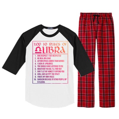 Top 10 Rules Libra Zodiac Sign September October Birthday Funny Gift Raglan Sleeve Pajama Set