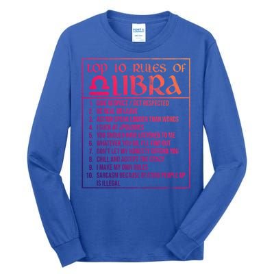 Top 10 Rules Libra Zodiac Sign September October Birthday Funny Gift Tall Long Sleeve T-Shirt