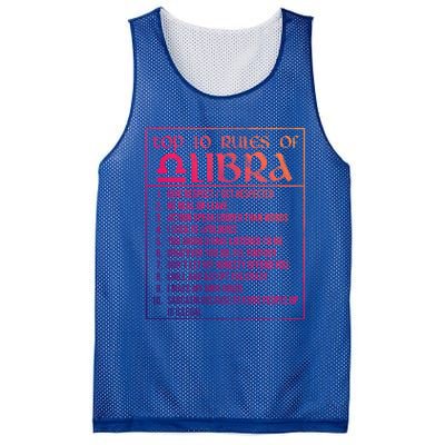 Top 10 Rules Libra Zodiac Sign September October Birthday Funny Gift Mesh Reversible Basketball Jersey Tank