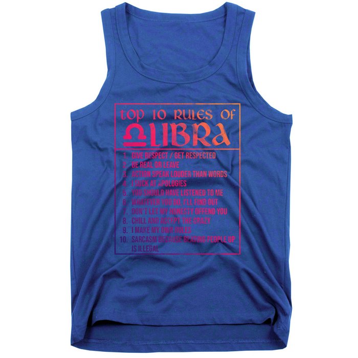 Top 10 Rules Libra Zodiac Sign September October Birthday Funny Gift Tank Top