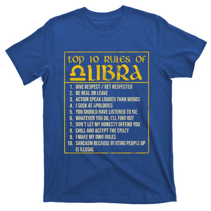 Top 10 Rules Libra Zodiac Sign September October Birthday Gift T-Shirt