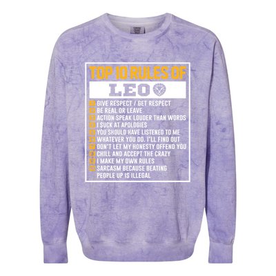 Top 10 Rules Of Leo Birthday Horoscope Gift Colorblast Crewneck Sweatshirt