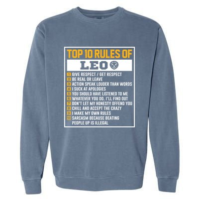 Top 10 Rules Of Leo Birthday Horoscope Gift Garment-Dyed Sweatshirt