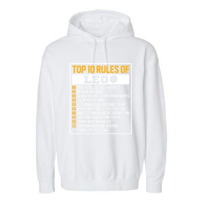 Top 10 Rules Of Leo Birthday Horoscope Gift Garment-Dyed Fleece Hoodie