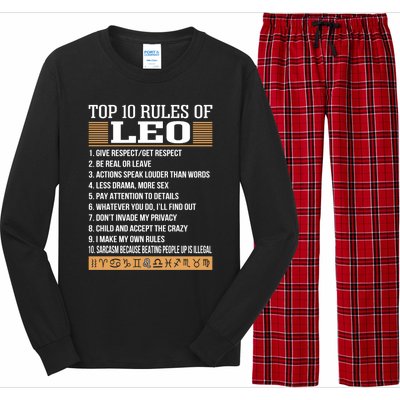 Top 10 Rules Of Leo Zodiac Give Respect Get Respect Cute Gift Long Sleeve Pajama Set