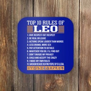 Top 10 Rules Of Leo Zodiac Give Respect Get Respect Cute Gift Coaster