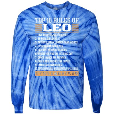 Top 10 Rules Of Leo Zodiac Give Respect Get Respect Cute Gift Tie-Dye Long Sleeve Shirt