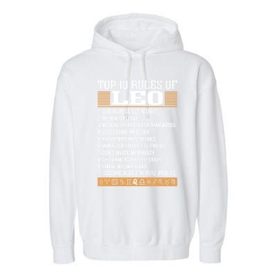 Top 10 Rules Of Leo Zodiac Give Respect Get Respect Cute Gift Garment-Dyed Fleece Hoodie