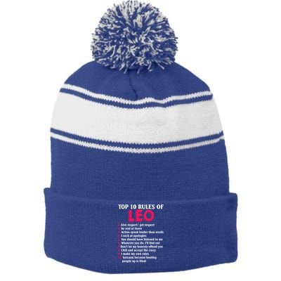 Top 10 Rules Of Leo Zodiac Sign Gift Stripe Pom Pom Beanie