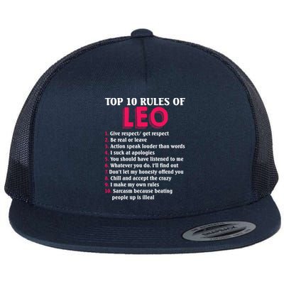 Top 10 Rules Of Leo Zodiac Sign Gift Flat Bill Trucker Hat