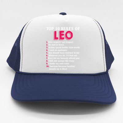 Top 10 Rules Of Leo Zodiac Sign Gift Trucker Hat