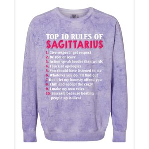 Top 10 Rules Of Sagittarius Zodiac Sign Gift Colorblast Crewneck Sweatshirt