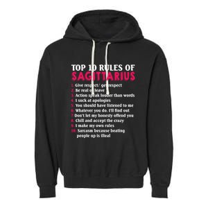 Top 10 Rules Of Sagittarius Zodiac Sign Gift Garment-Dyed Fleece Hoodie