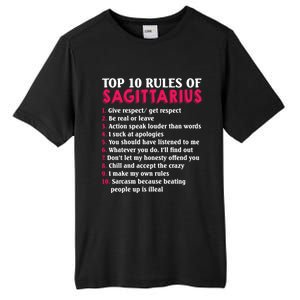 Top 10 Rules Of Sagittarius Zodiac Sign Gift Tall Fusion ChromaSoft Performance T-Shirt