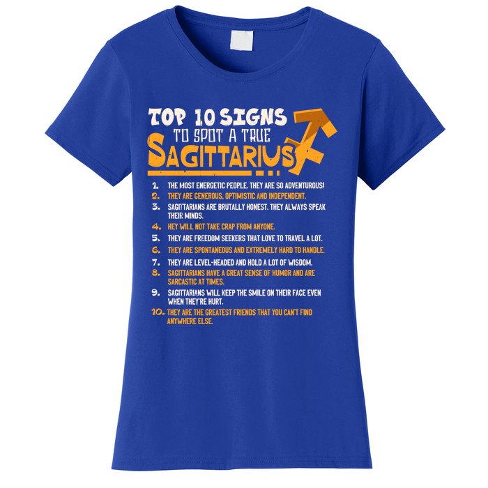 Top 10 Signs To Spot A True Sagittarius Zodiac Birthday Gift Women's T-Shirt