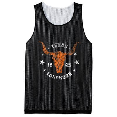 Texas 1845 Vintage Longhorn Cowboy And Rodeo Fan Mesh Reversible Basketball Jersey Tank