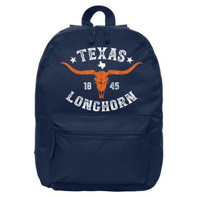 Texas 1845 Vintage Longhorn Cow and Rodeo Fan 16 in Basic Backpack