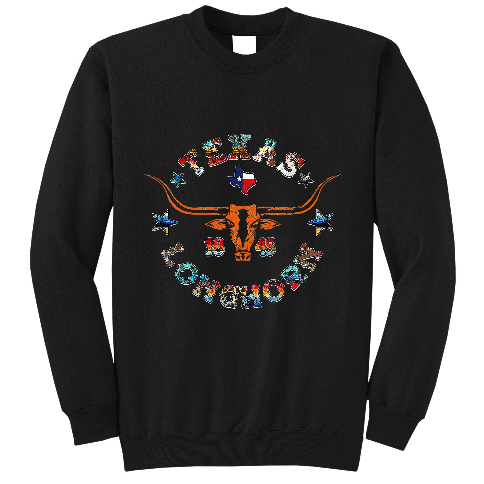 Texas 1845 Vintage Longhorn Cowboy Western Cow Mama Tall Sweatshirt