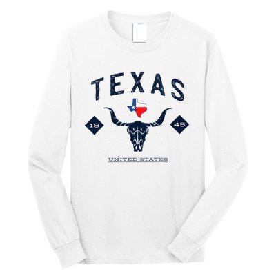 Texas 1845 Vintage Longhorn United States Fan Long Sleeve Shirt